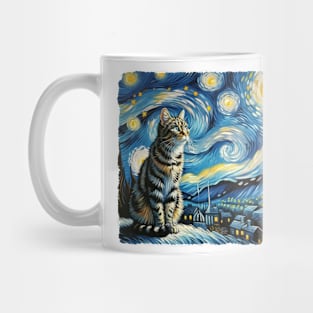 Tabby Starry Night Inspired - Artistic Cat Mug